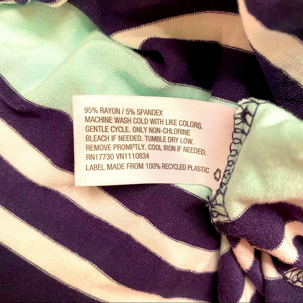 Merona || Navy/white/ sea foam green striped sleeveless v-neck t-shirt dress - Picture 7 of 7